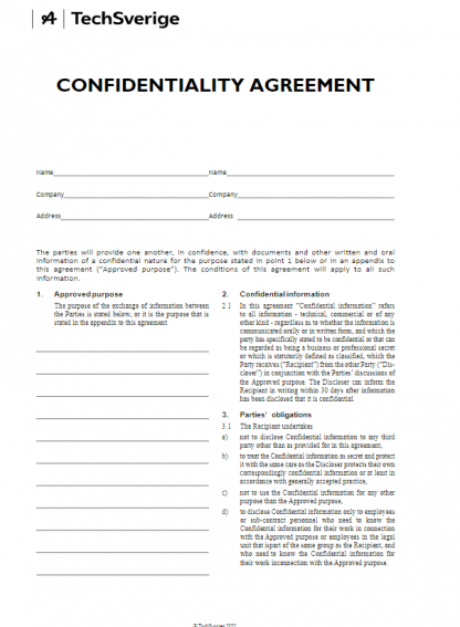 Confidentiality agreement